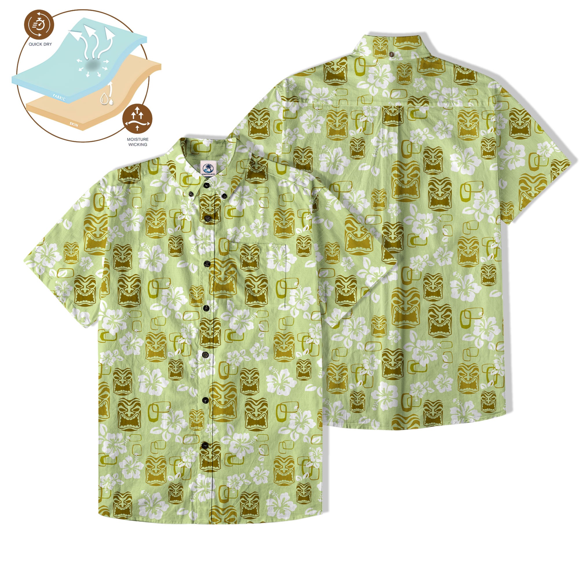 Tiki Mask Hibiscus Flowers Hawaii Shirt