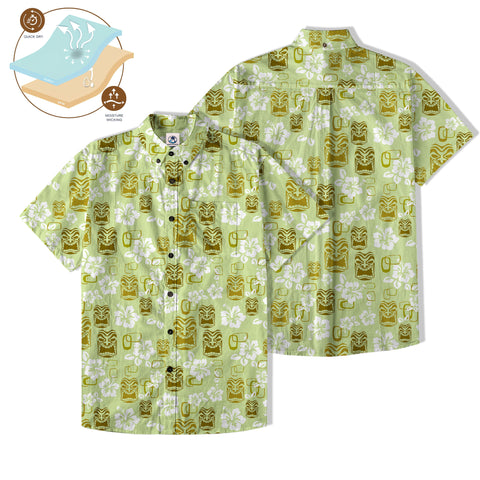 Tiki Mask Hibiscus Flowers Hawaii Shirt
