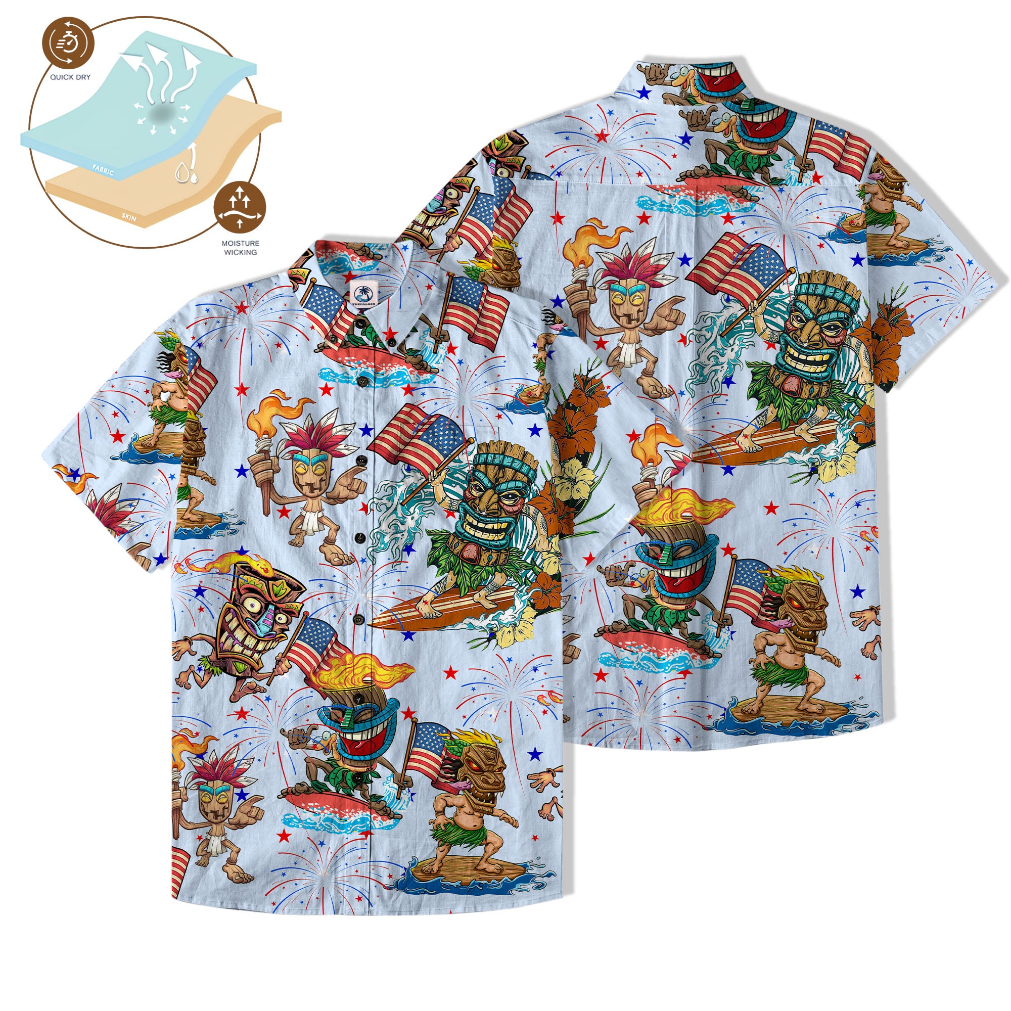 Tiki Mask 4th Of July - Cotton Hawaii Shirt