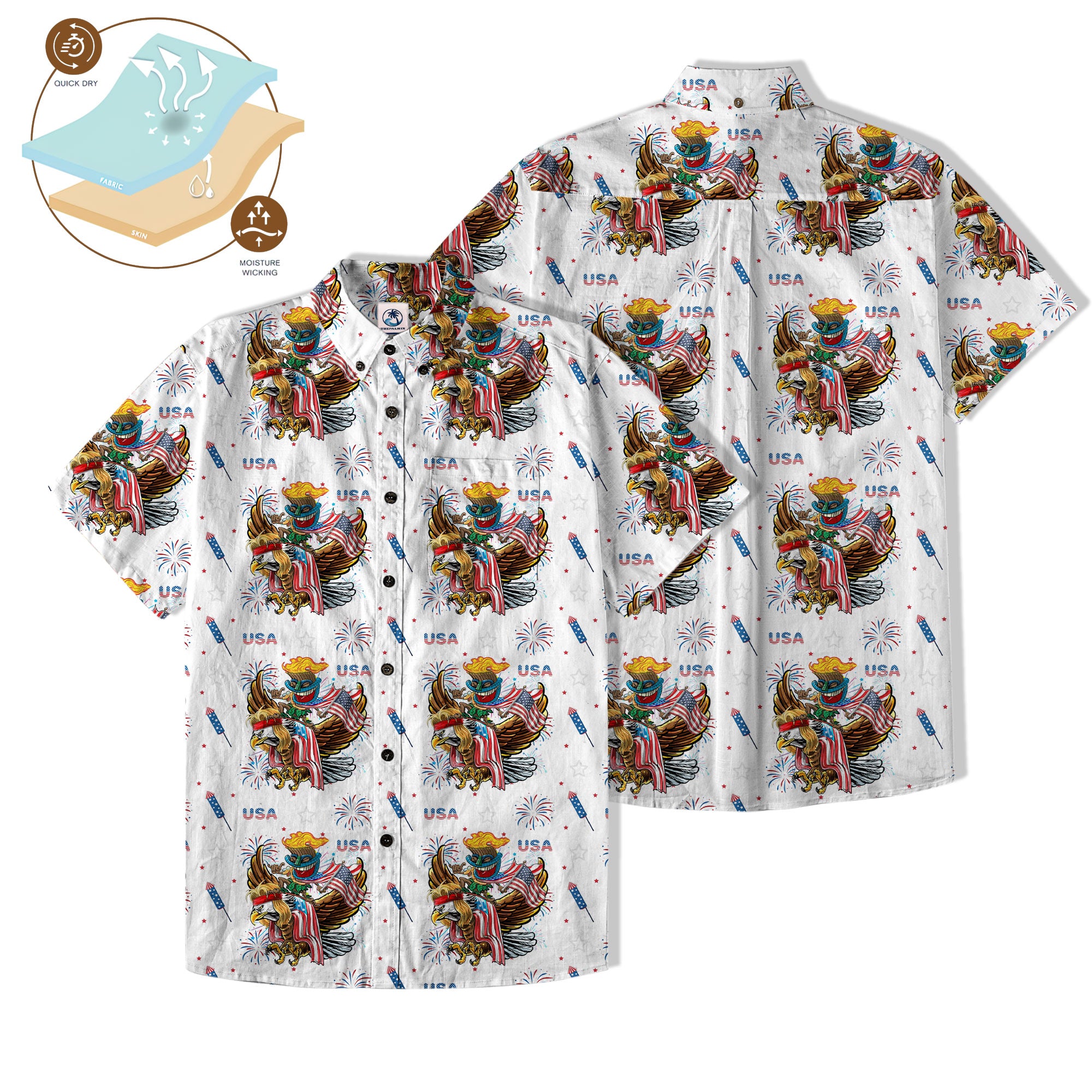 Independence Day of USA Tiki Eagle - Cotton Hawaii Shirt