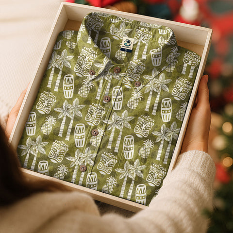 Retro Mid Century Modern Tiki Pattern Hawaii Shirt