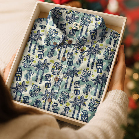 Retro Mid Century Modern Tiki Pattern Hawaii Shirt