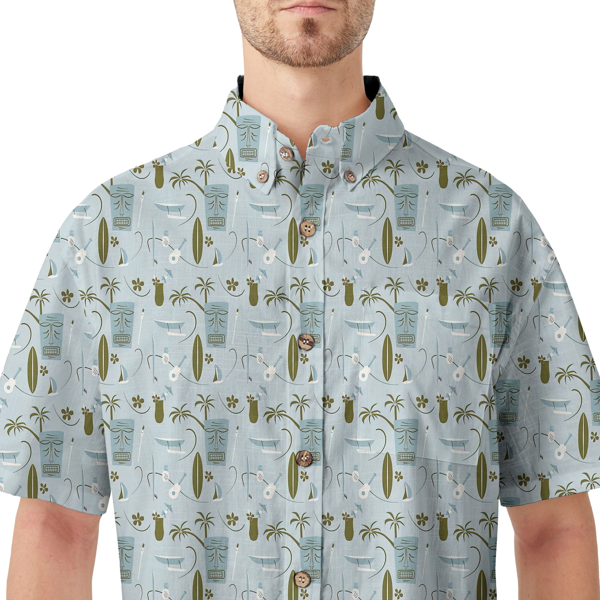 Retro Mid Century Modern Tiki Pattern Hawaii Shirt