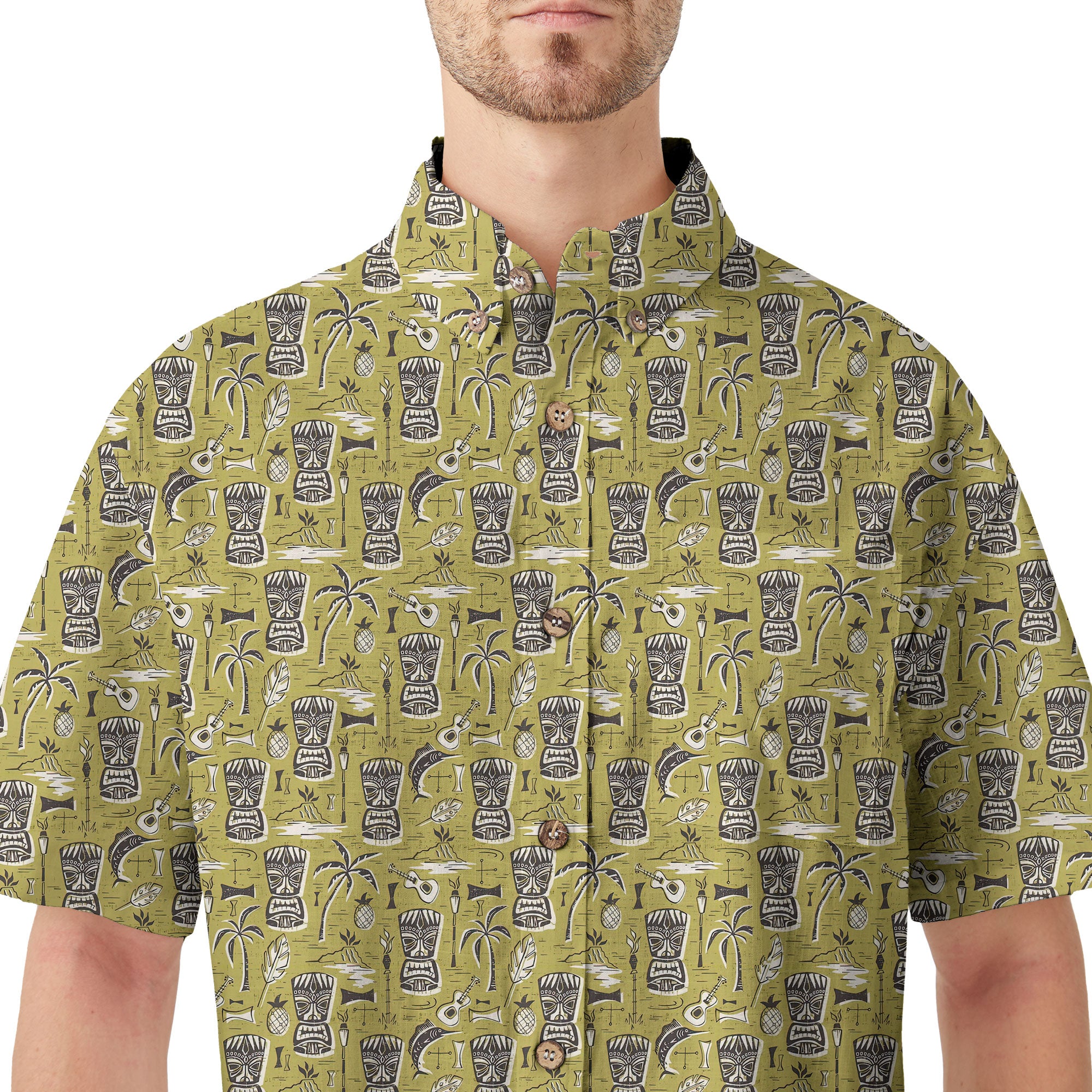 Retro Mid Century Modern Tiki Hawaii Shirt, Tropical Tiki Hawaii Shirt