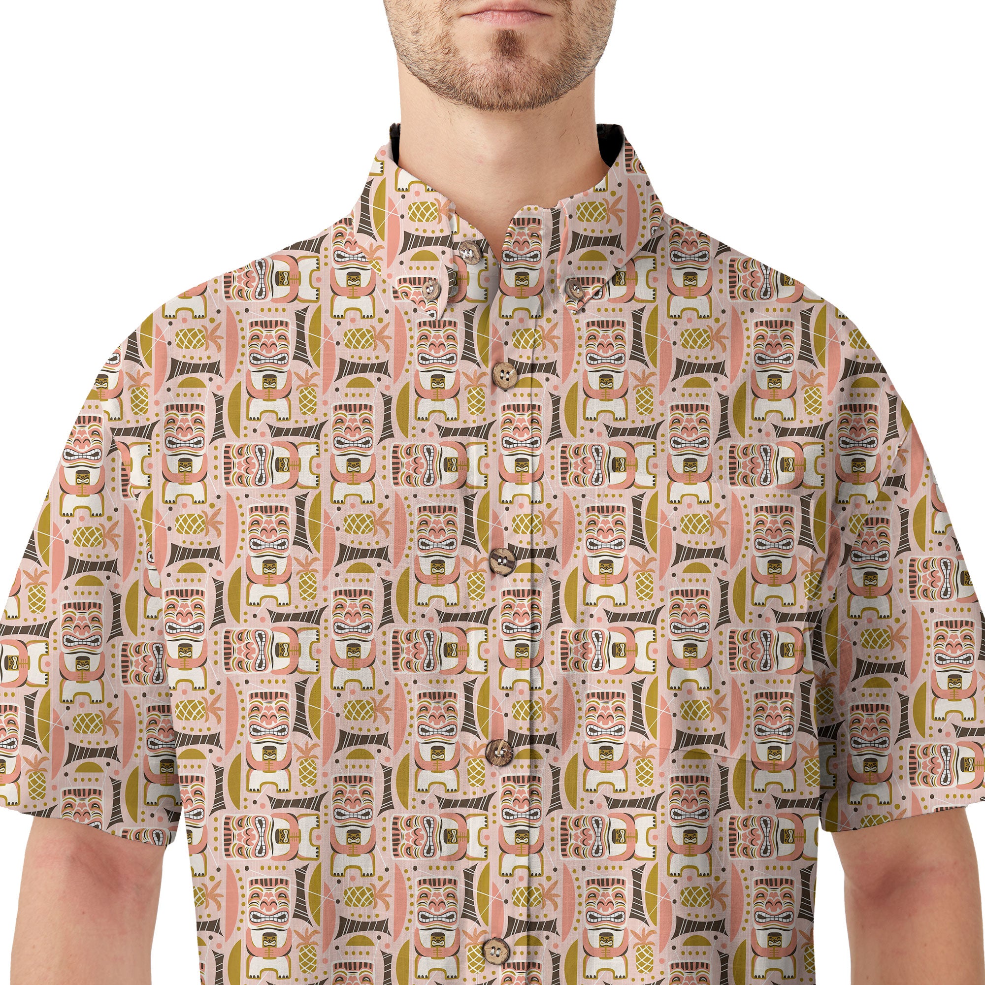 Retro Mid Century Modern Tiki Hawaii Shirt, Tropical Tiki Hawaii Shirt