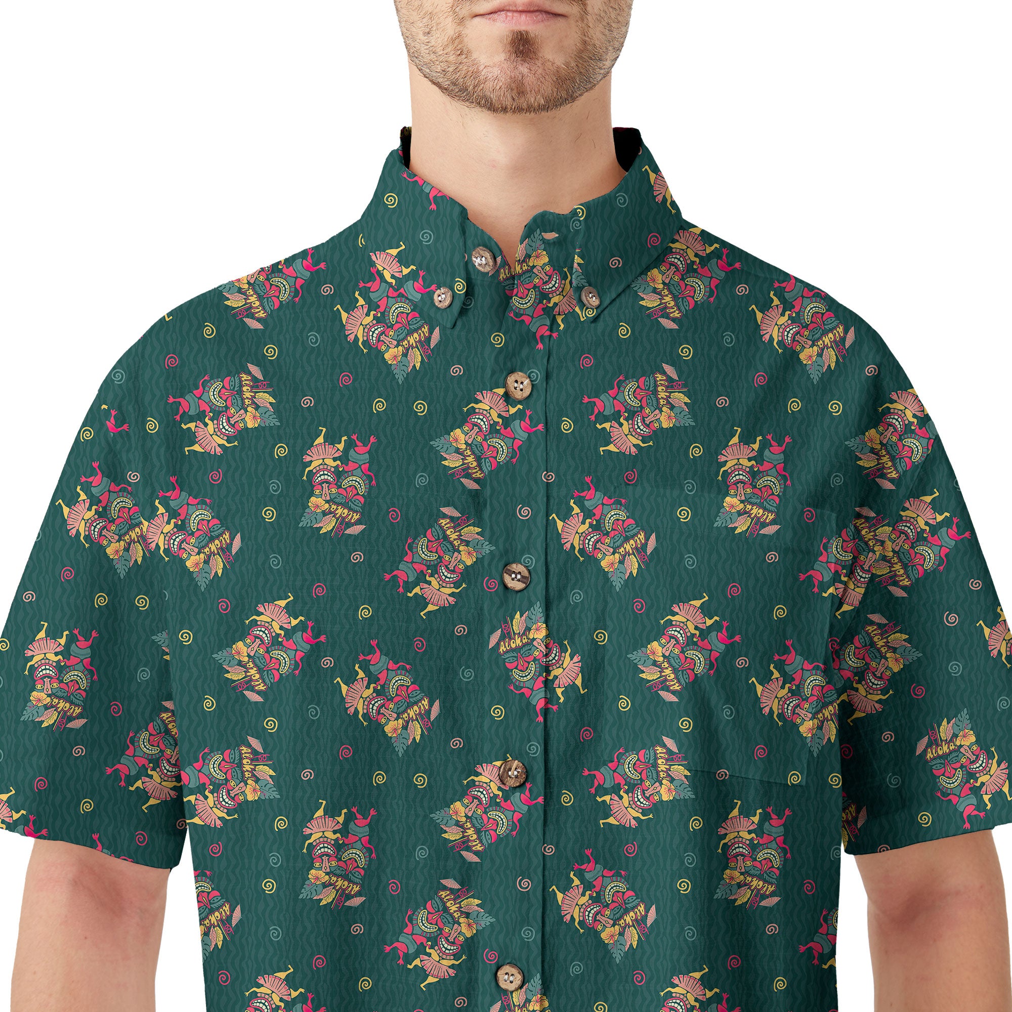 Hula Dancing Tiki Hibiscus Flower Hawaii Shirt