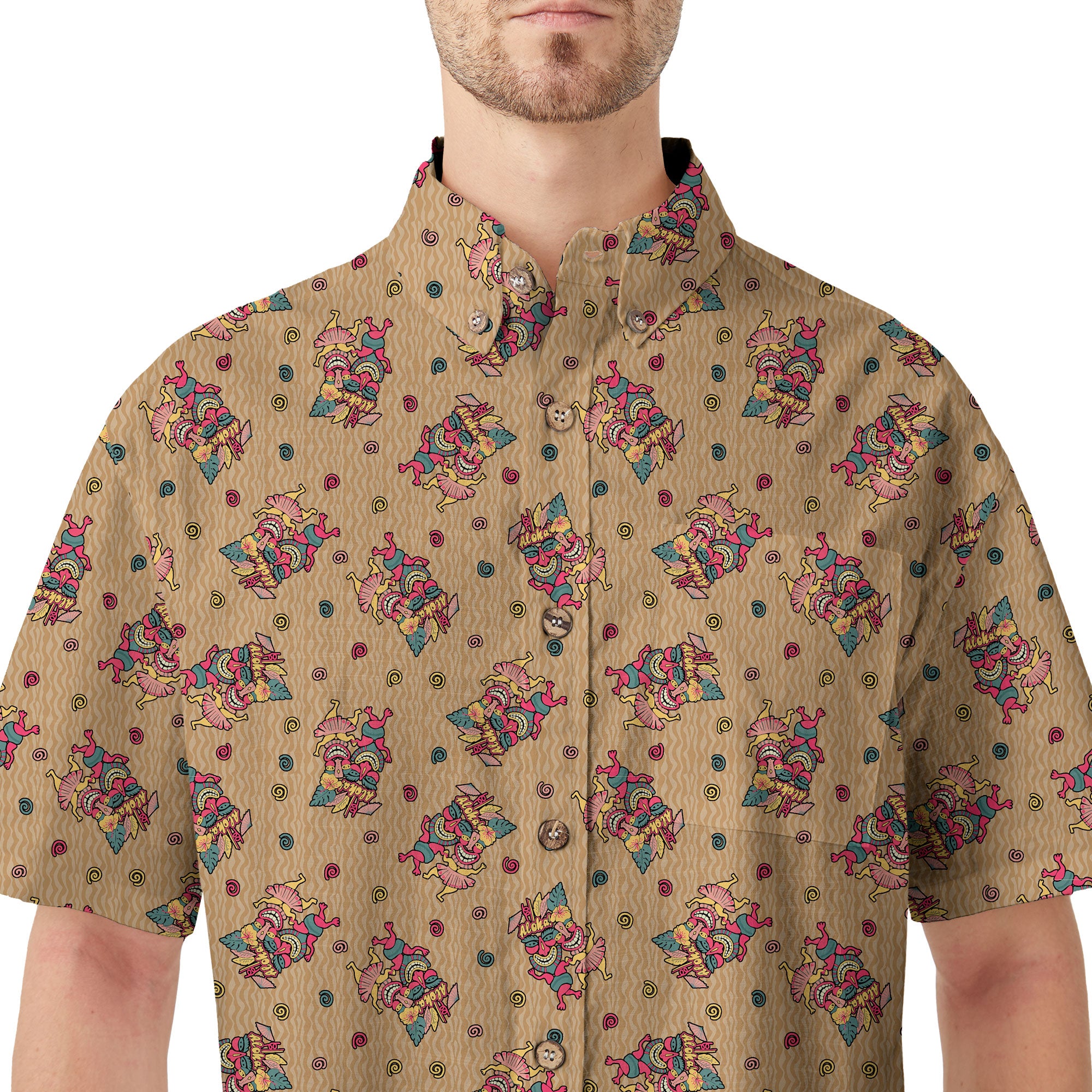 Hula Dancing Tiki Hibiscus Flower Hawaii Shirt