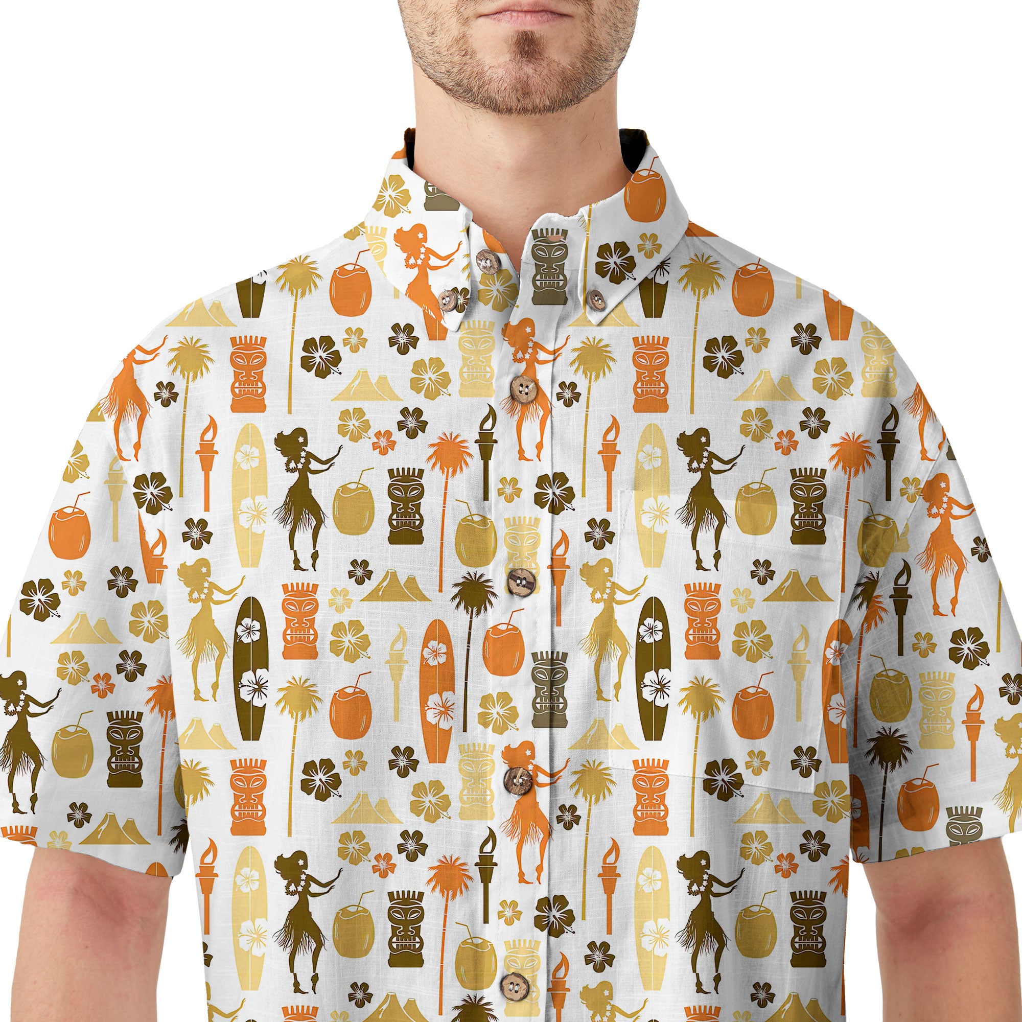 Tiki Mask Hibiscus Flowers Hawaii Shirt