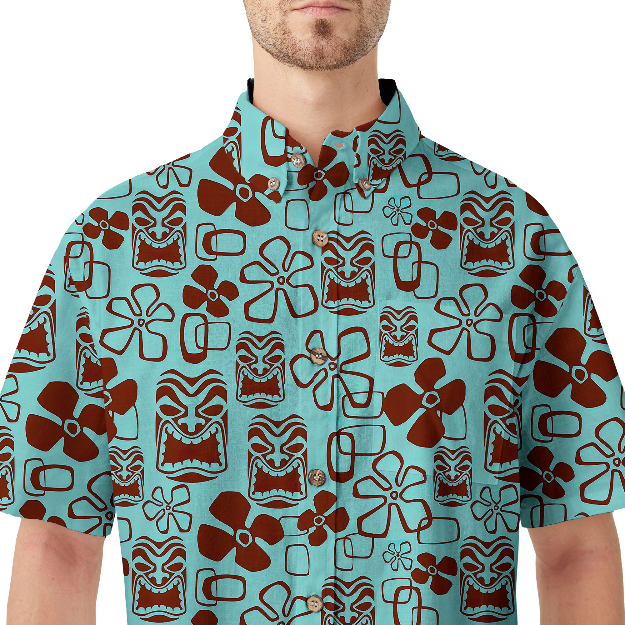 Tiki Mask Hawaii Shirt, Aloha Tiki Mask Pattern Hawaii Shirt