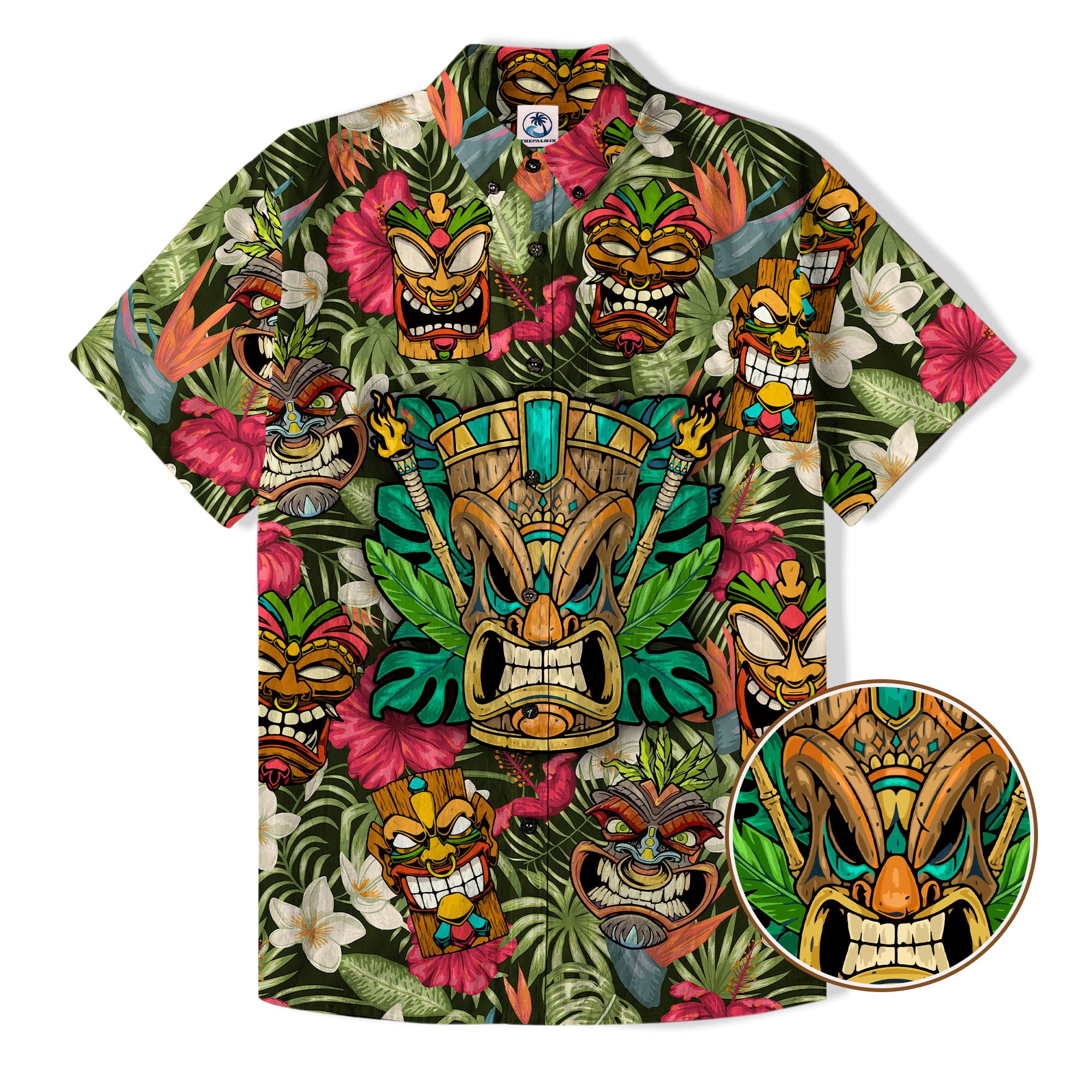 Tiki Mask Hawaii Shirt, Aloha Tiki Mask Pattern Aloha Hawaiian Shirt