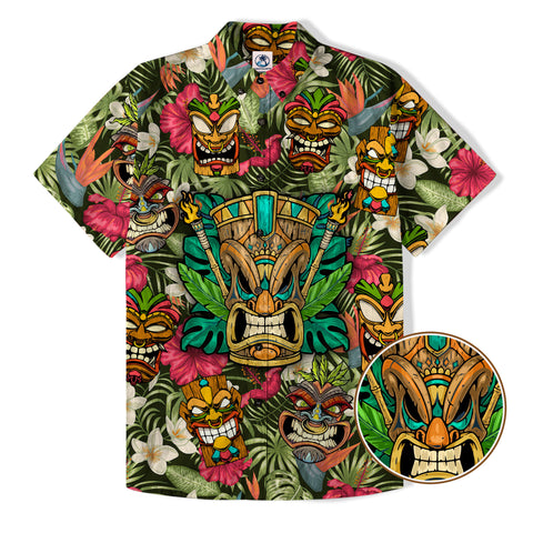Tiki Mask Hawaii Shirt, Aloha Tiki Mask Pattern Aloha Hawaiian Shirt