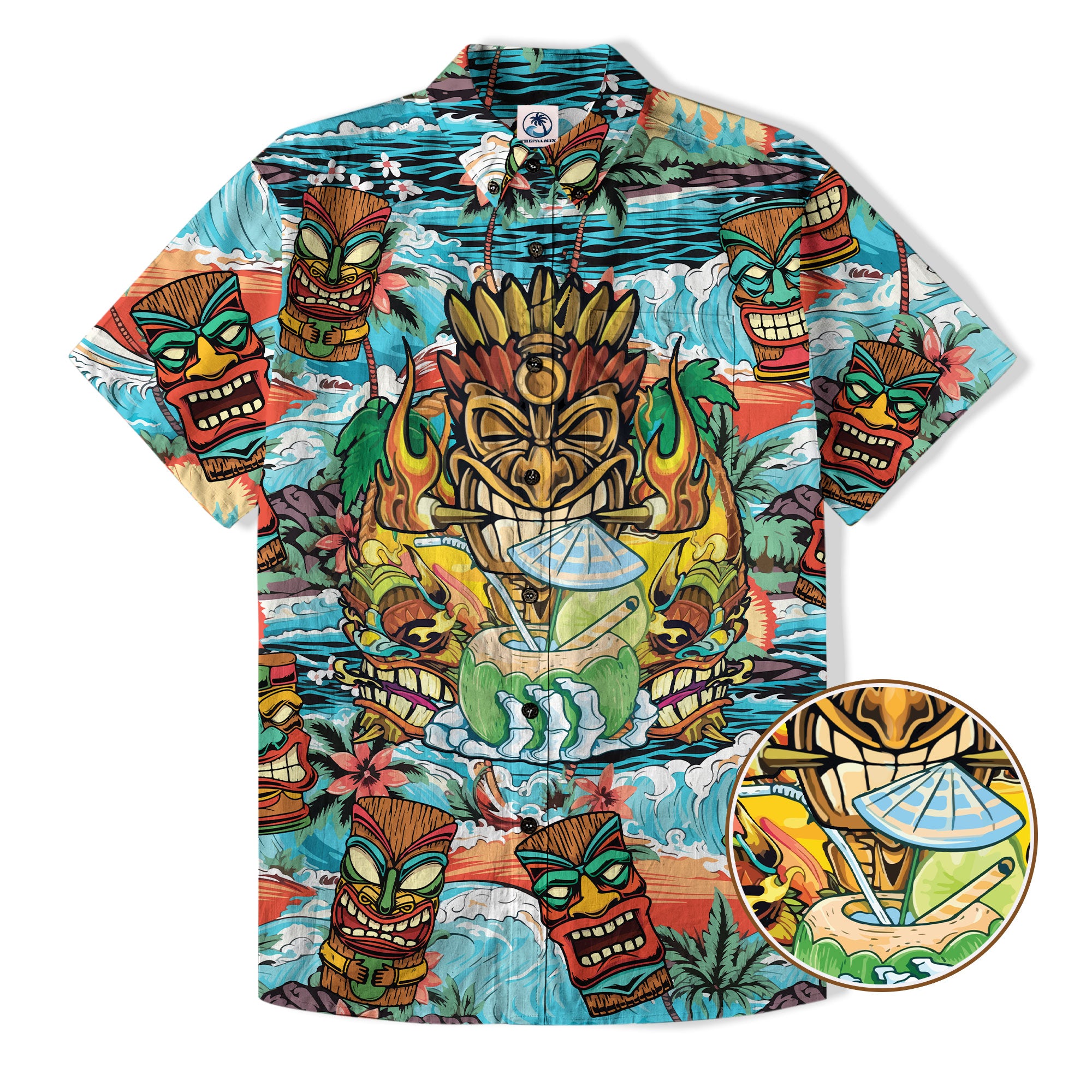Tiki Mask Hawaii Shirt, Aloha Tiki Mask Pattern Aloha Hawaiian Shirt