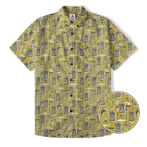 Retro Mid Century Modern Tiki Hawaii Shirt, Tropical Tiki Hawaii Shirt