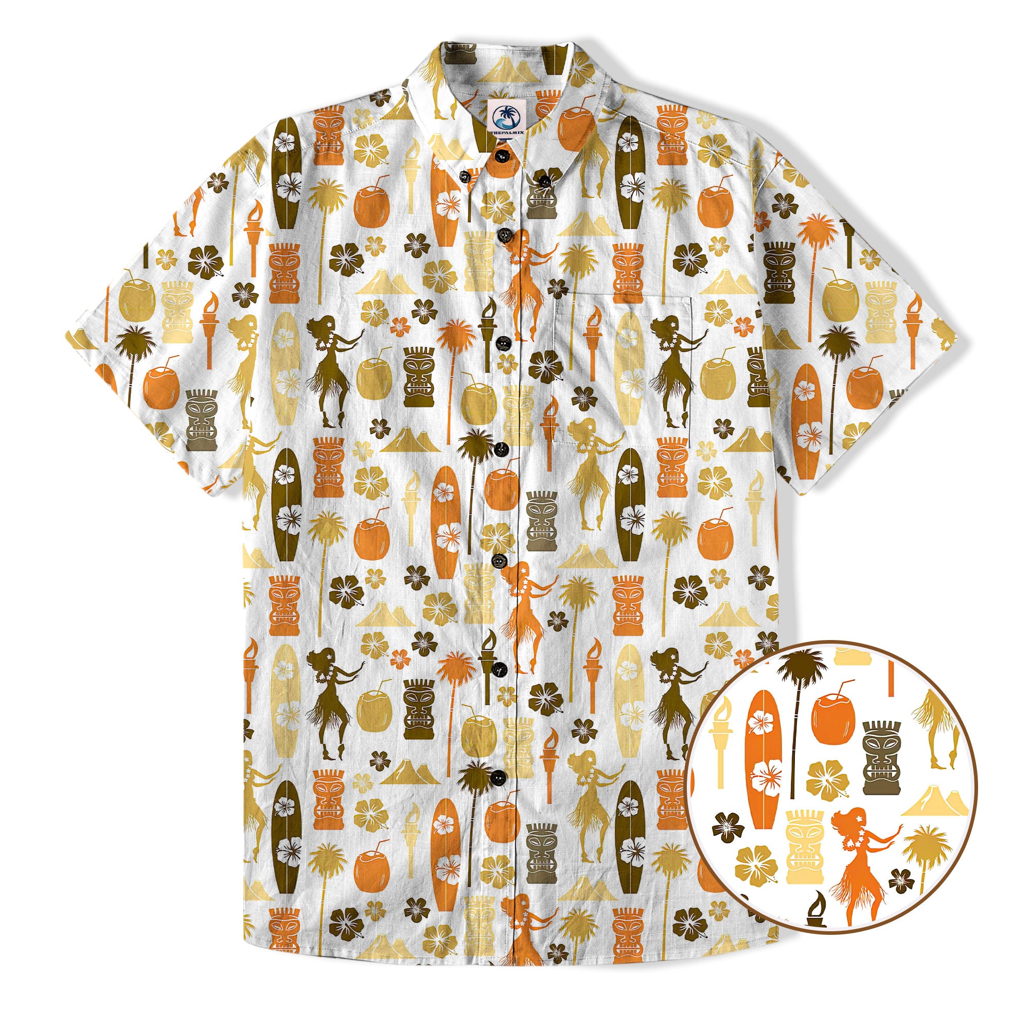 Tiki Mask Hibiscus Flowers Hawaii Shirt