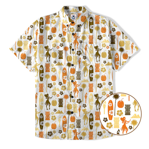 Tiki Mask Hibiscus Flowers Hawaii Shirt