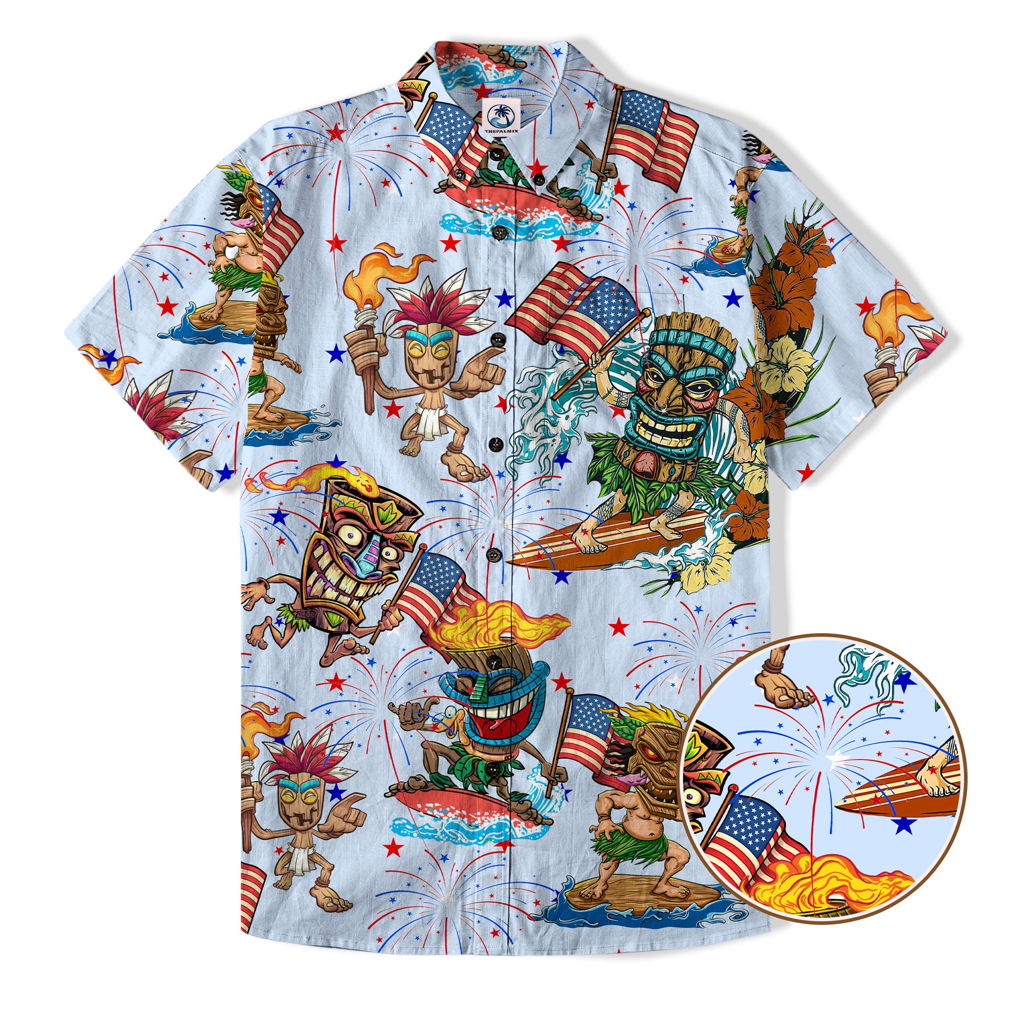 Tiki Mask 4th Of July - Cotton Hawaii Shirt