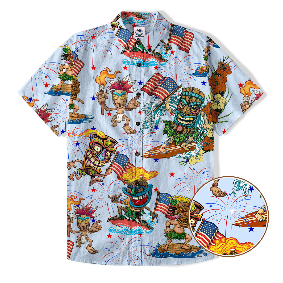Tiki Mask Independence Day - Cotton Hawaii Shirt