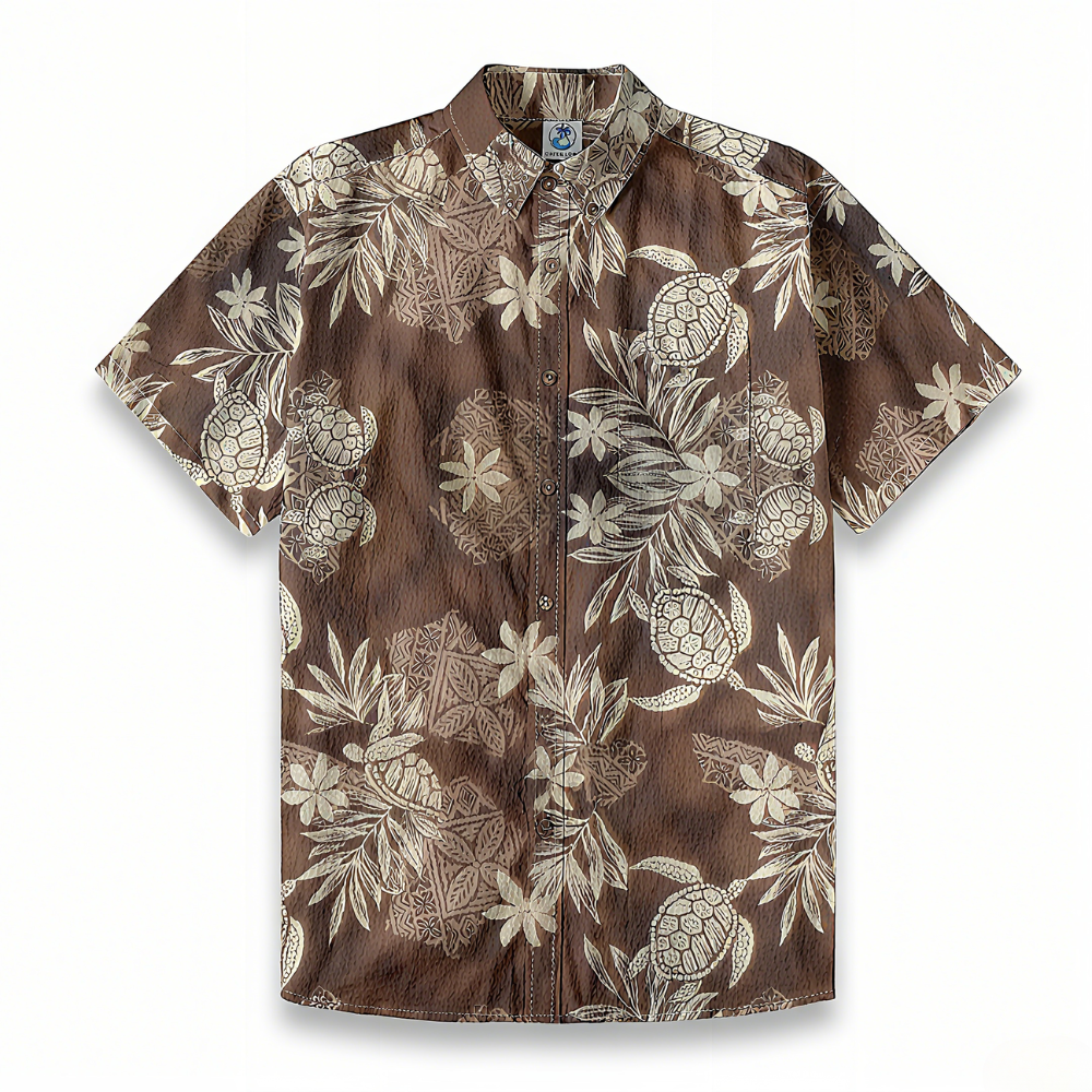 Island Guardian – Tribal Turtle & Floral Hawaiian Shirt