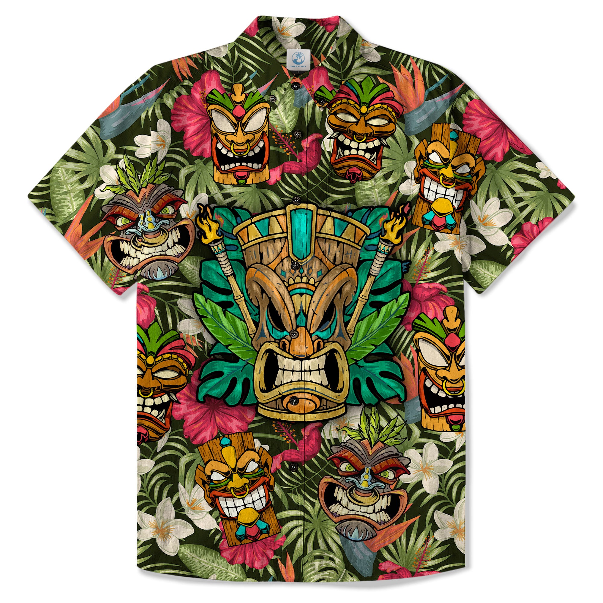 Tiki Mask Hawaii Shirt, Aloha Tiki Mask Pattern Aloha Hawaiian Shirt