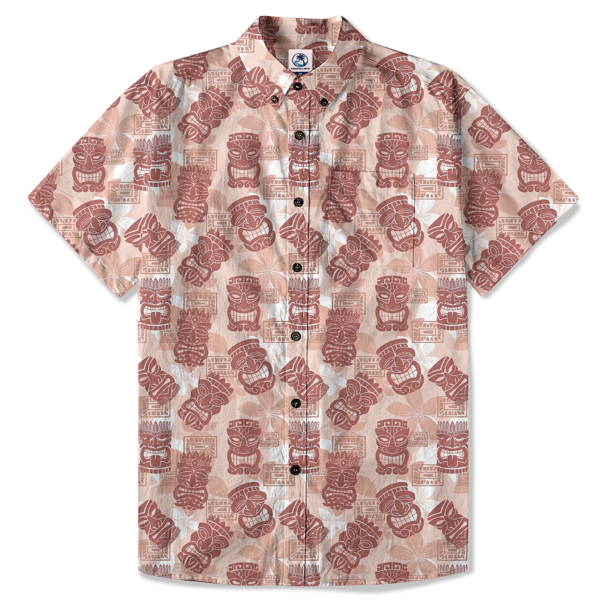Colorful Tiki Hawaiian Shirt, Tribal Tiki Hibiscus Hawaiian Shirt