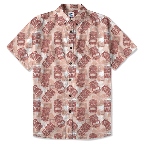 Colorful Tiki Hawaiian Shirt, Tribal Tiki Hibiscus Hawaiian Shirt