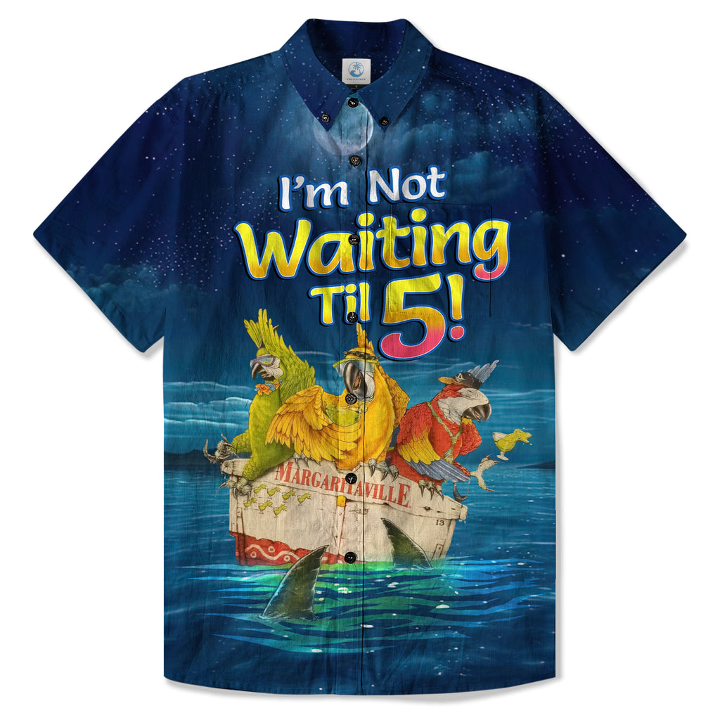Retro Parrot Vacation Palm Trees Drink Short Sleeve Shirt, I'm Not Waiting Until 5 Shirt - The Palmix