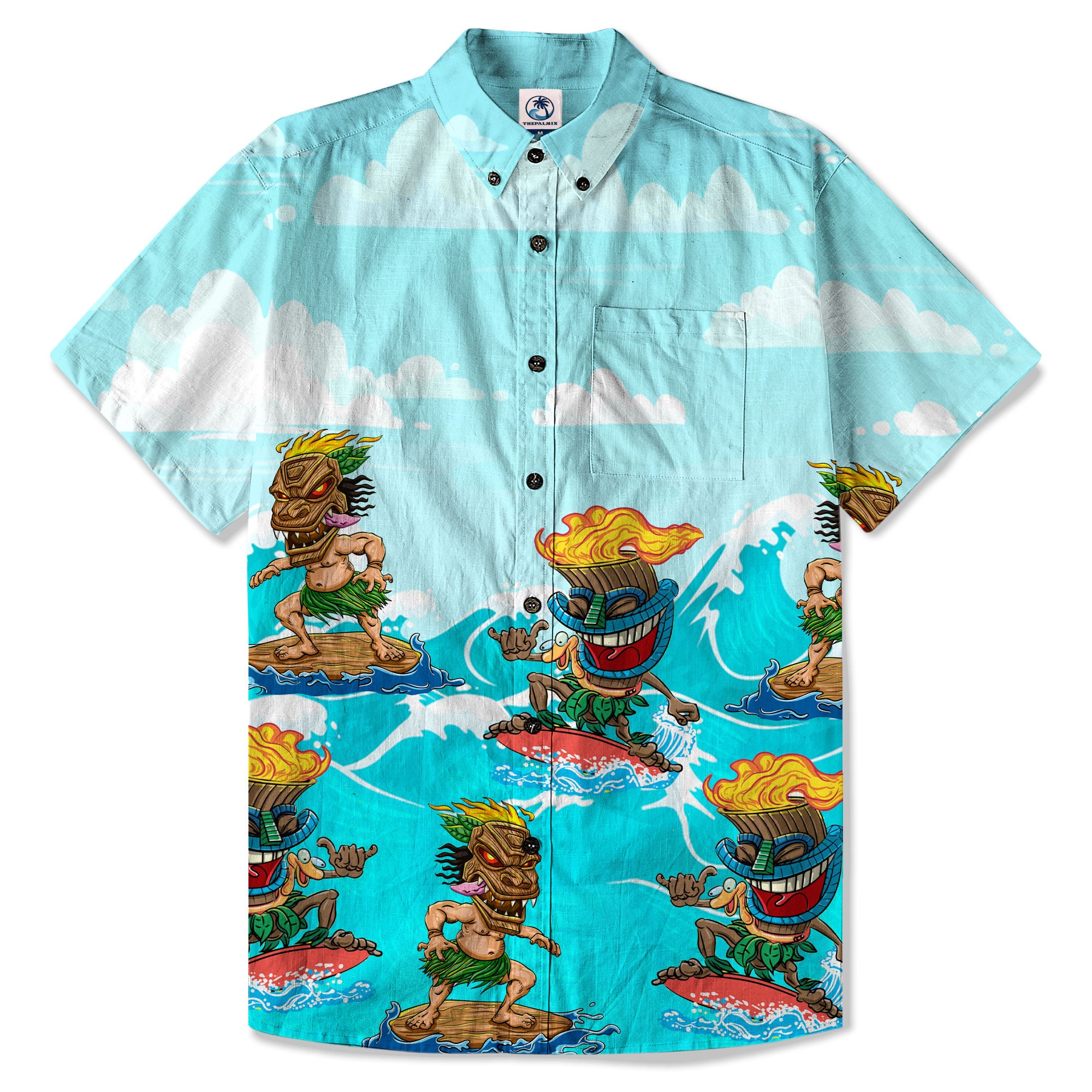 Tiki Mask Aloha Hawaii Shirt, Surfing Tiki Beach Hawaiian Shirt
