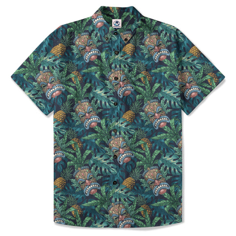 Polynesian Tiki Mask And Hibiscus Flowers Hawaiian Shirt
