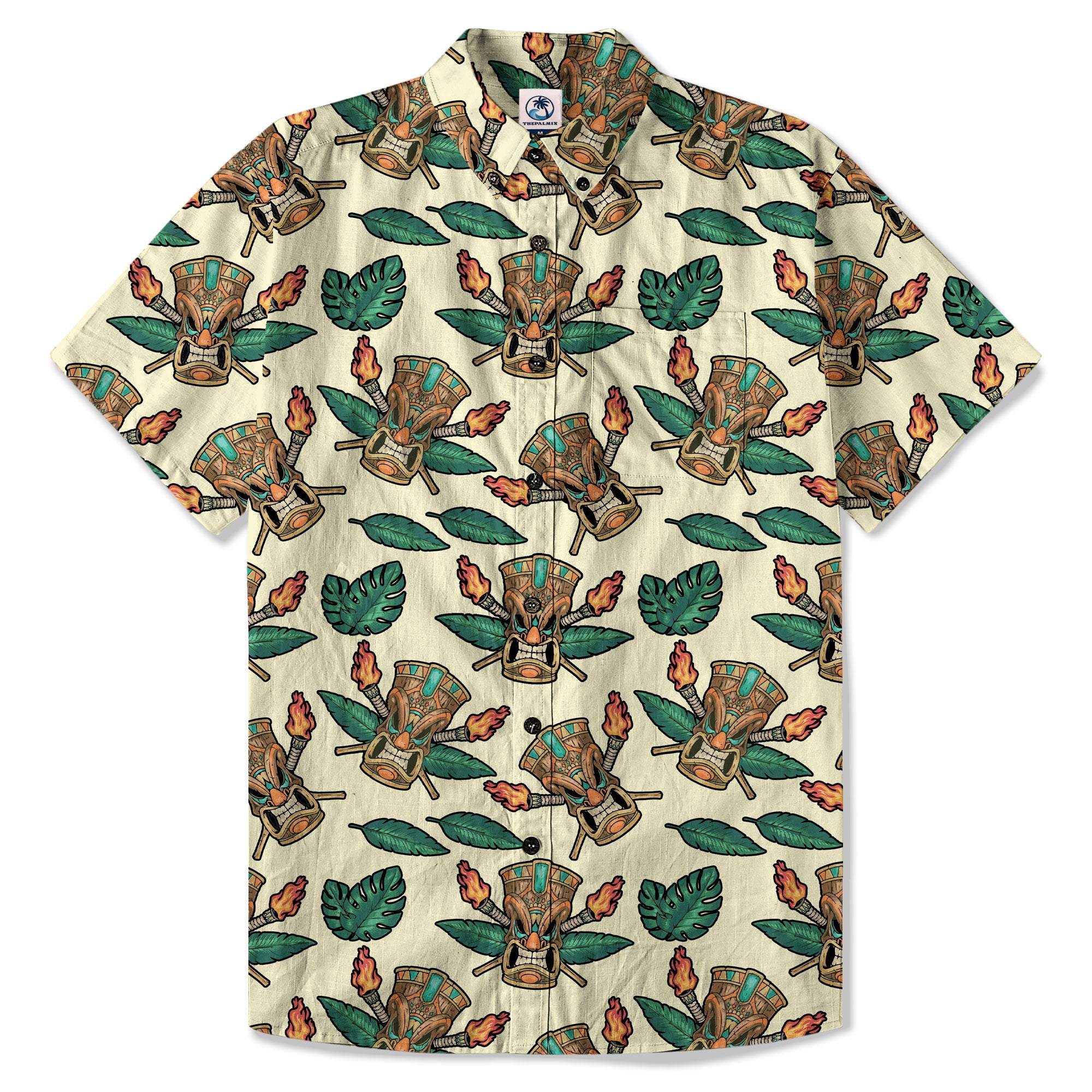 Tribal Tiki Hawaiian Shirt, Tiki Flowers Aloha Hawaii Shirt