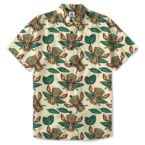 Tribal Tiki Hawaiian Shirt, Tiki Flowers Aloha Hawaii Shirt