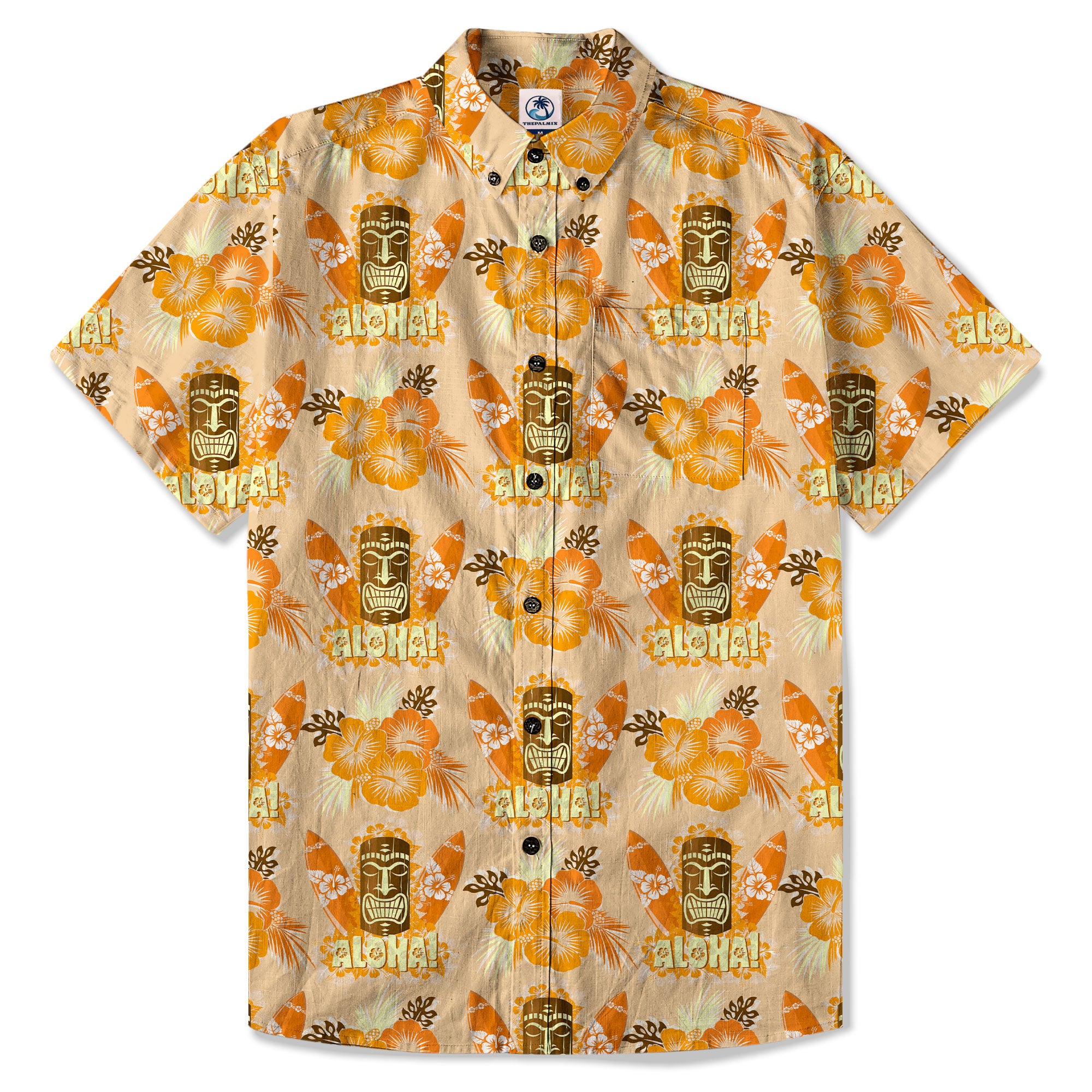 Tribal Tiki Hawaiian Shirt, Tiki Hibuscus Flowers Aloha Hawaii Shirt