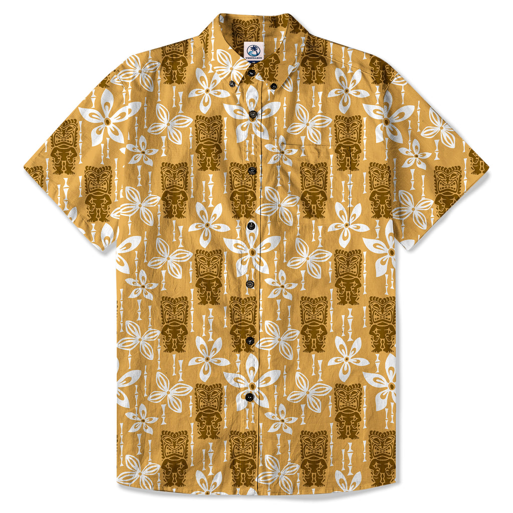 Tiki Hibiscus Flowers Hawaii Shirt