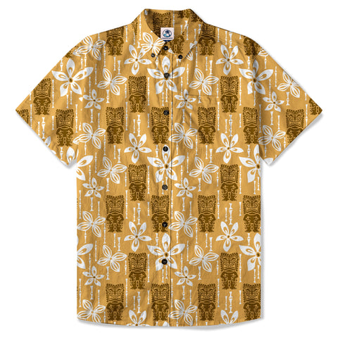 Tiki Hibiscus Flowers Hawaii Shirt