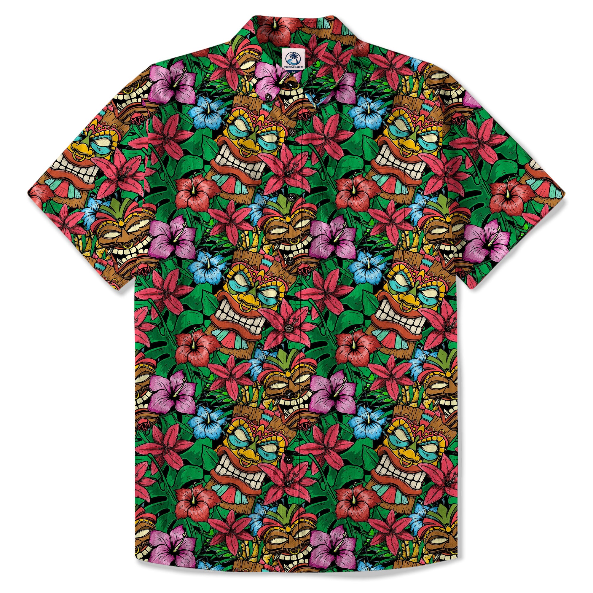 Tiki Hibiscus Flowers Hawaii Shirt