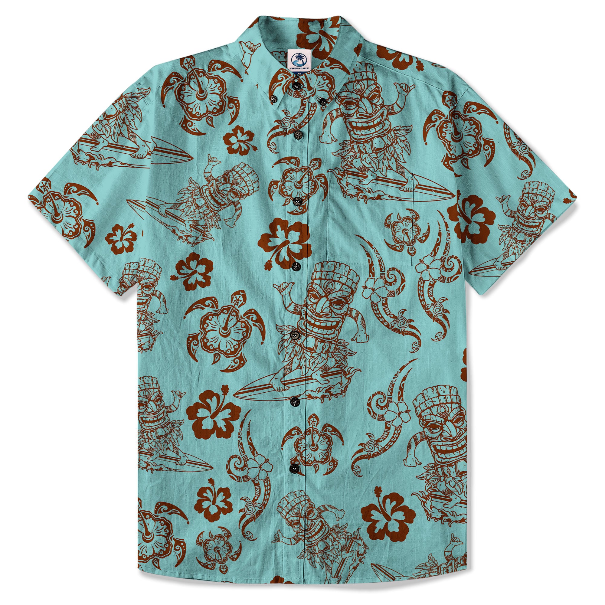 Tribal Tiki Mask Hawaii Shirt, Polynesian Hibiscus Flowers Shirt