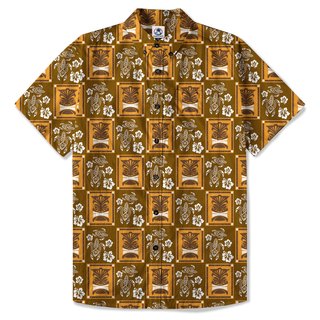 Tiki Turtle Hawaii Shirt, Hibiscus Flowers Shirt