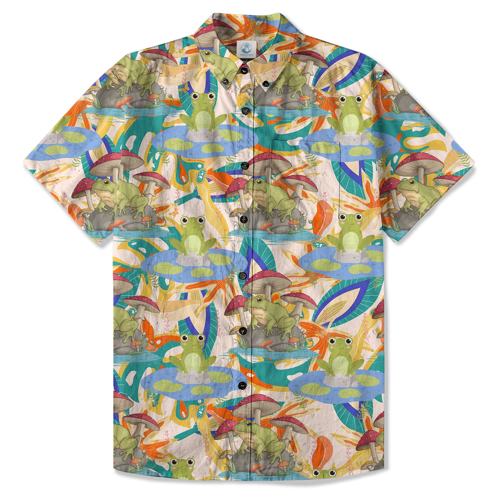 Tropical Frog Floral Hawaiian Shirt Palm Trees Dog Summer Hawaiian Shirt Animals Swimming Pools