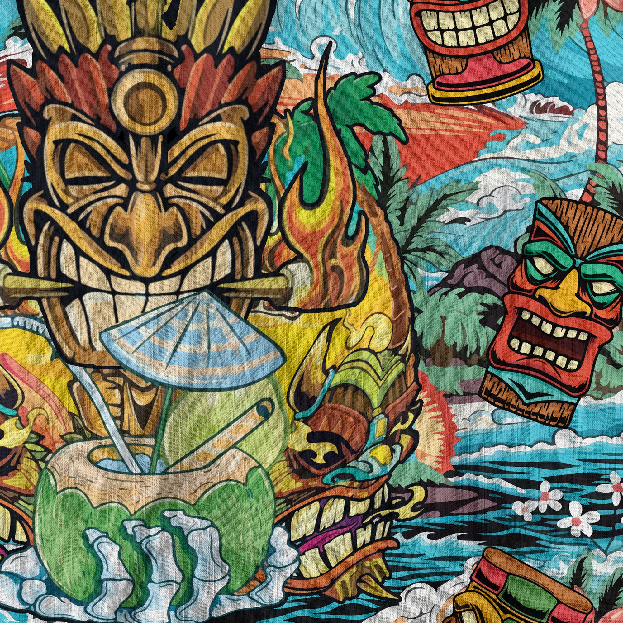 Tiki Mask Hawaii Shirt, Aloha Tiki Mask Pattern Aloha Hawaiian Shirt