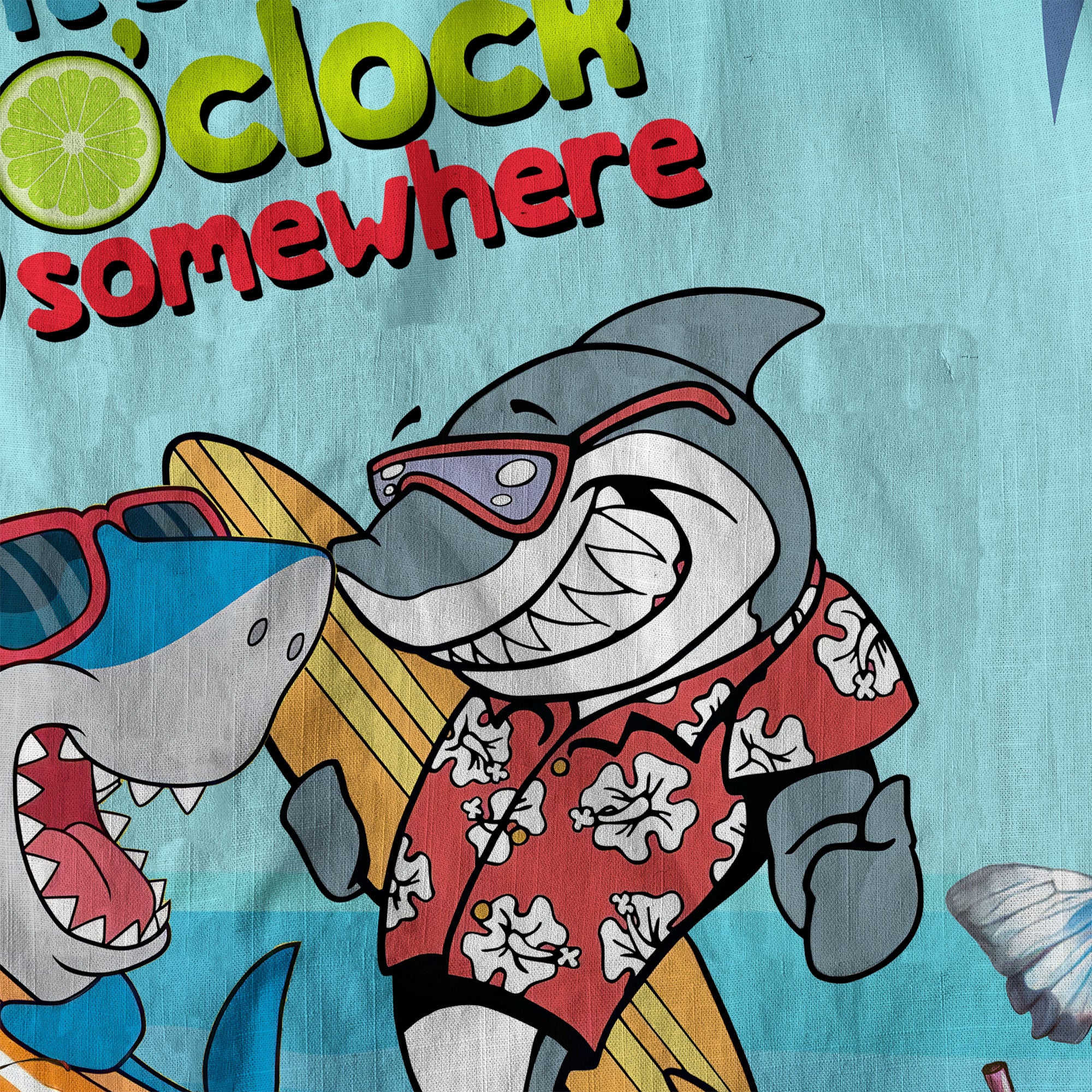 Retro Shark Hibiscus Drink Short Sleeve Shirt, I'm Not Waiting Until 5 Shirt