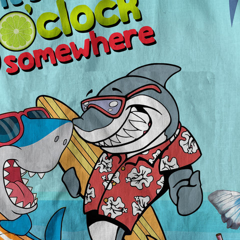 Retro Shark Hibiscus Drink Short Sleeve Shirt, I'm Not Waiting Until 5 Shirt