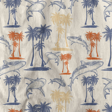 Sharks and Palms Islands Hawaiian Shirt, Ocean Animals Hawaii Shirt - The Palmix
