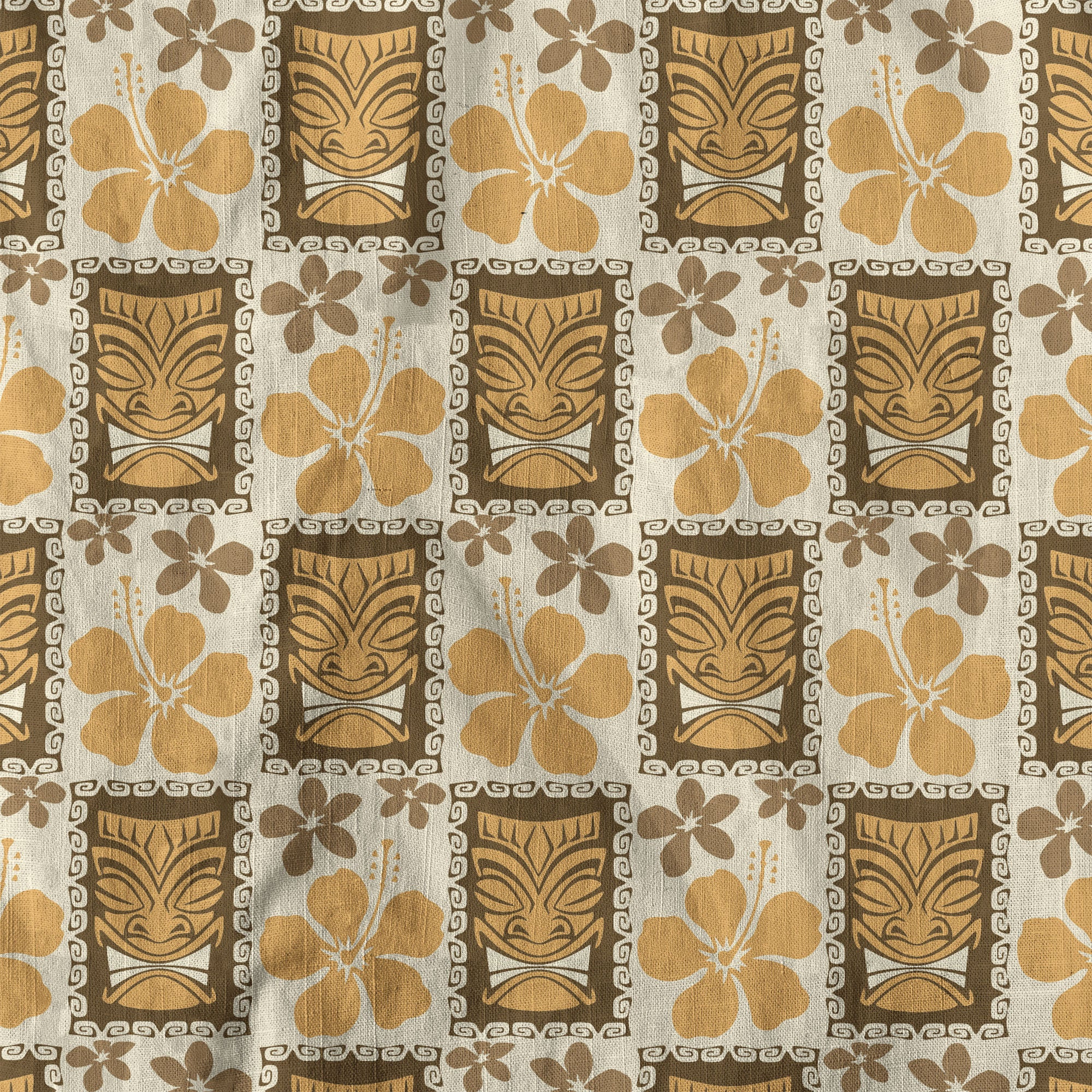 Tiki Mask Pattern Hawaiian Shirt, Tribal Tiki Hibiscus Pattern Hawaiian Shirt