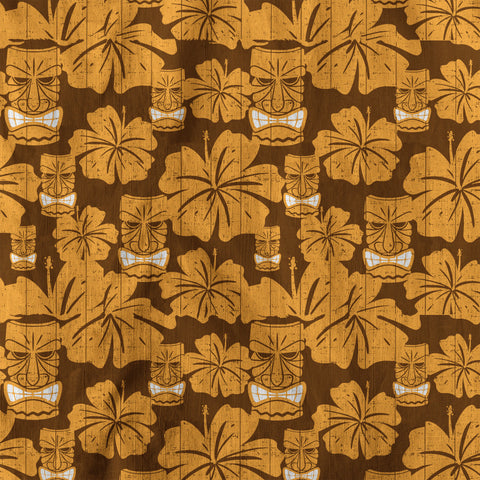 Tiki Mask Pattern Hawaiian Shirt, Tribal Tiki Hibiscus Pattern Hawaiian Shirt
