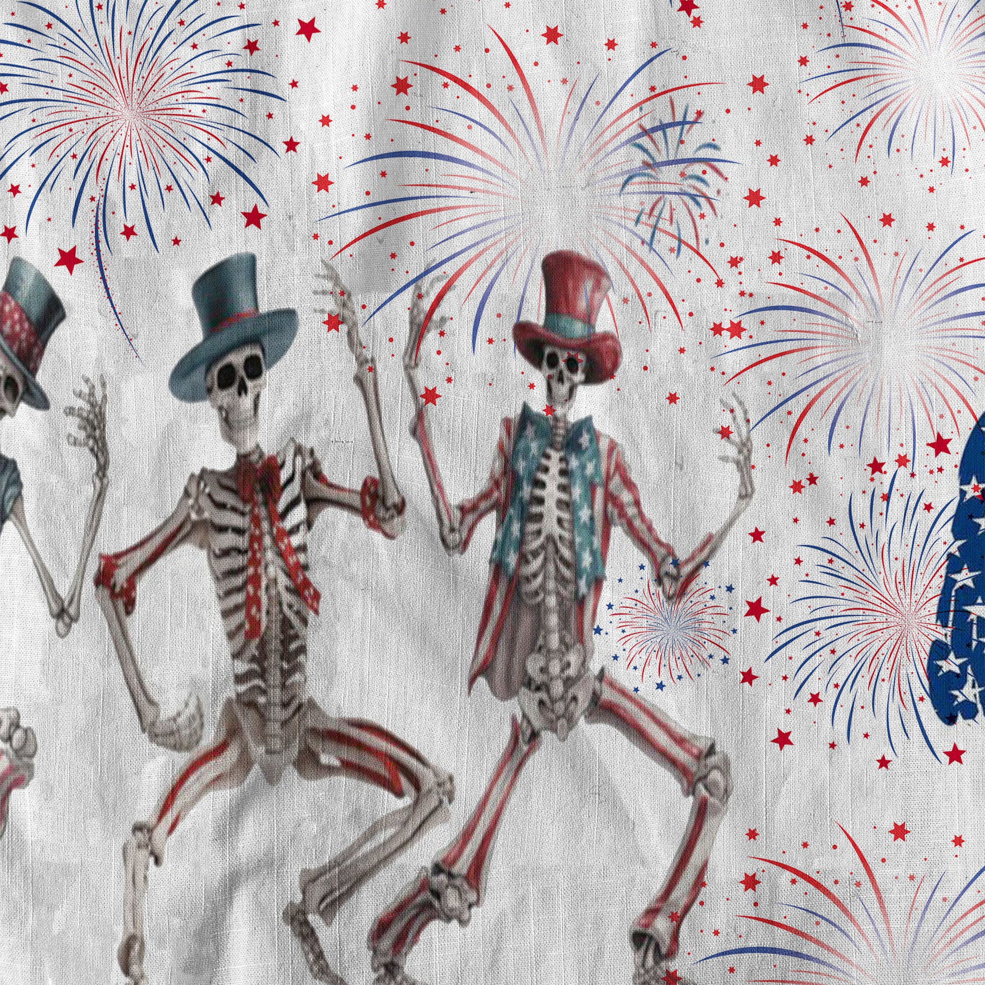 Dancing Skeleton American Flag July 4th Halloween Patriotic Hawaiian Shirt