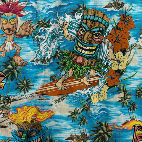 Surfing Tiki Mask Hawaii Shirt, Tiki Aloha Pattern Hawaiian Shirt
