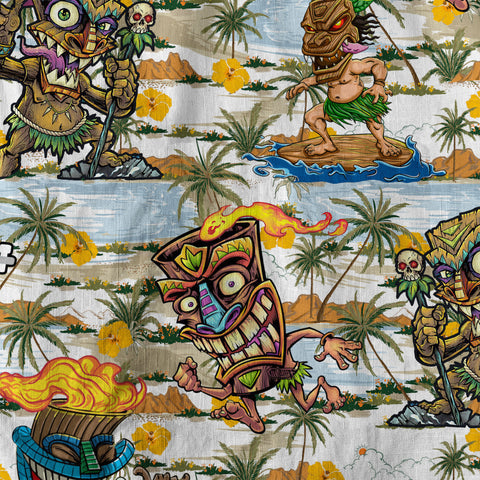 Tiki Mask Hawaii Shirt, Surfing Tiki Pattern Hawaiian Shirt