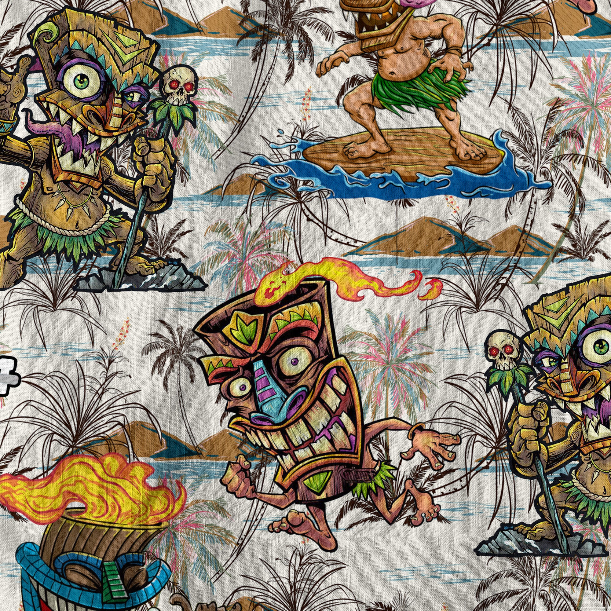 Tiki Mask Aloha Hawaii Shirt, Surfing Tiki Pattern Hawaiian Shirt