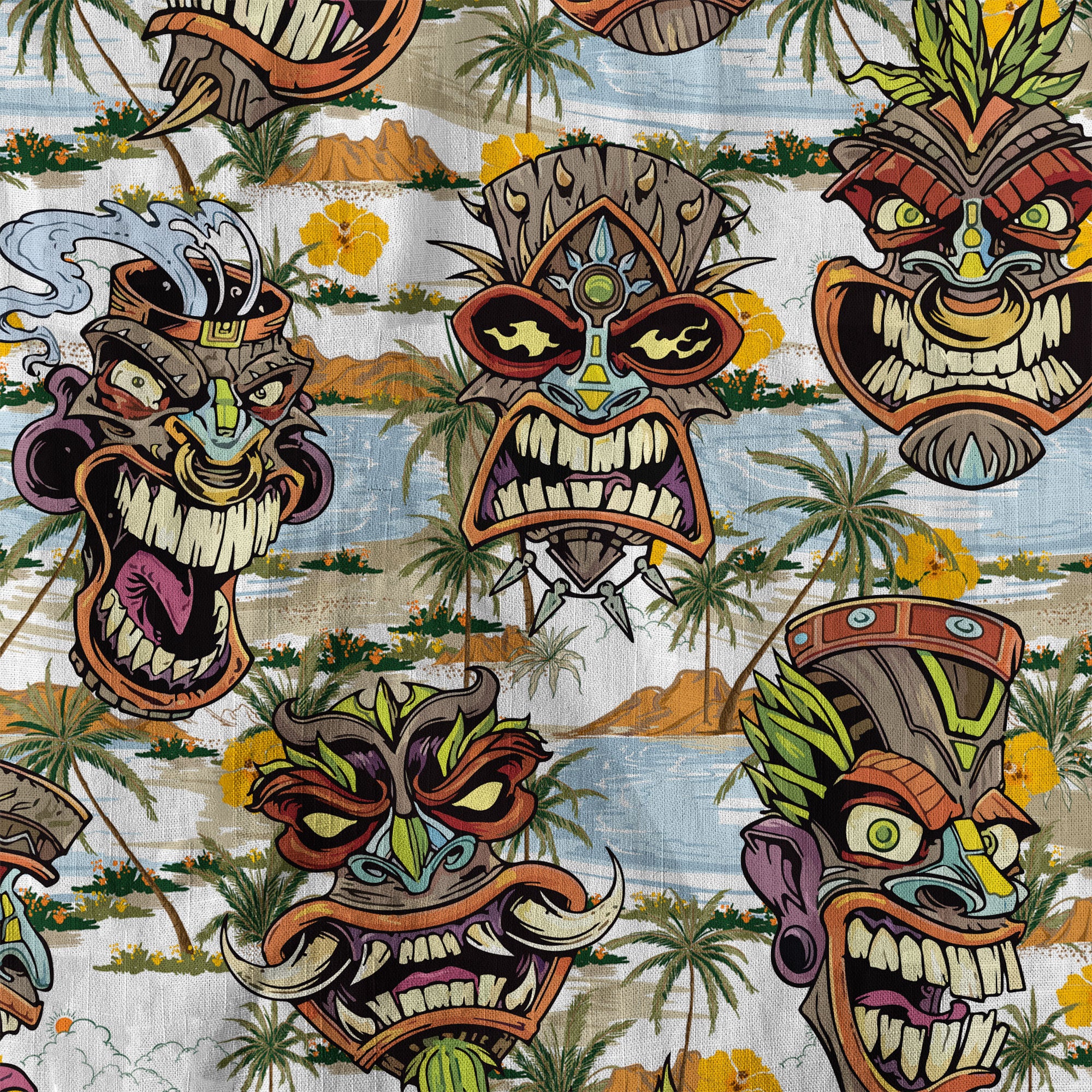 Tiki Mask Aloha Hawaii Shirt, Tiki Mask Ocean Hawaiian Shirt