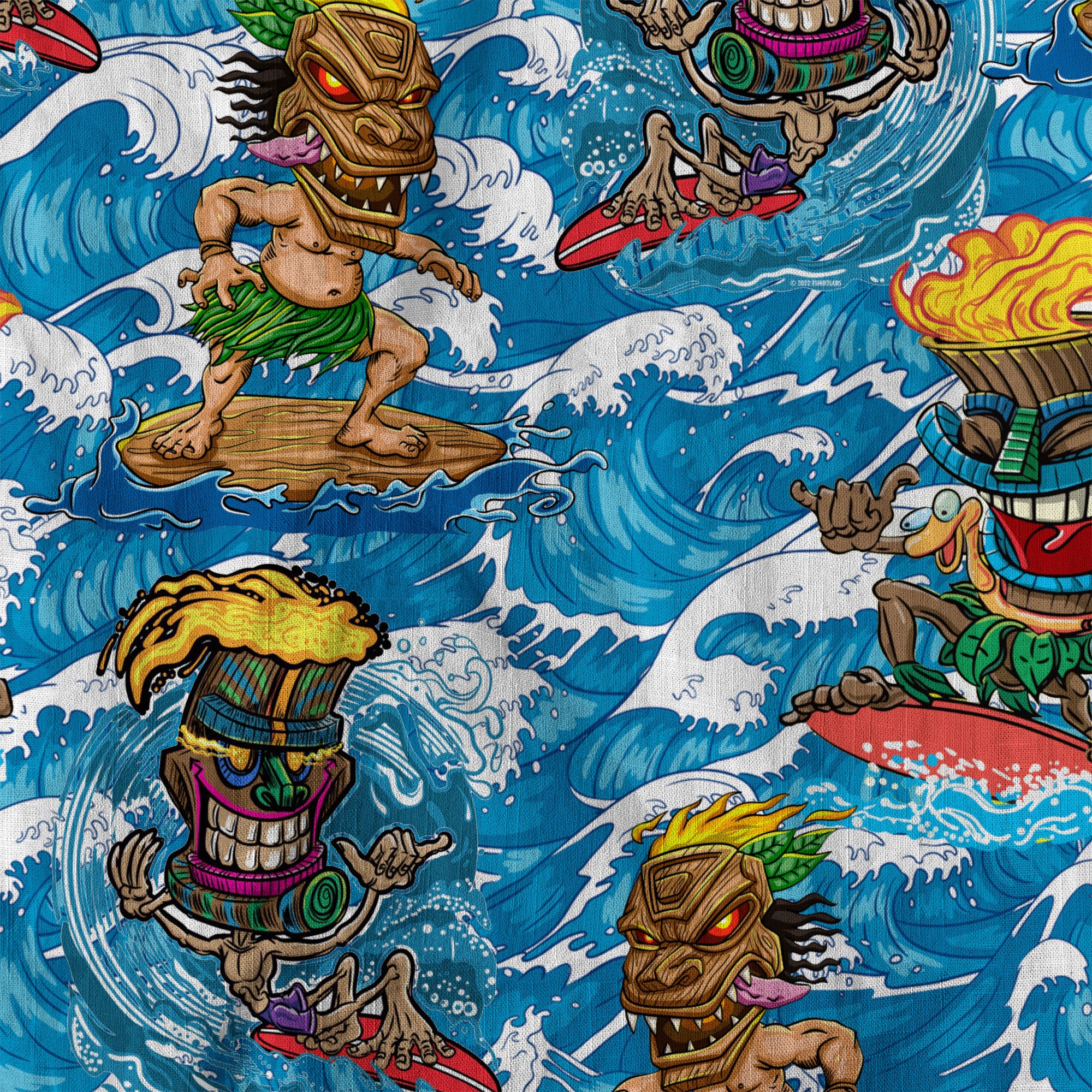 Tiki Mask Aloha Hawaii Shirt, Surfing Tiki Beach Hawaiian Shirt