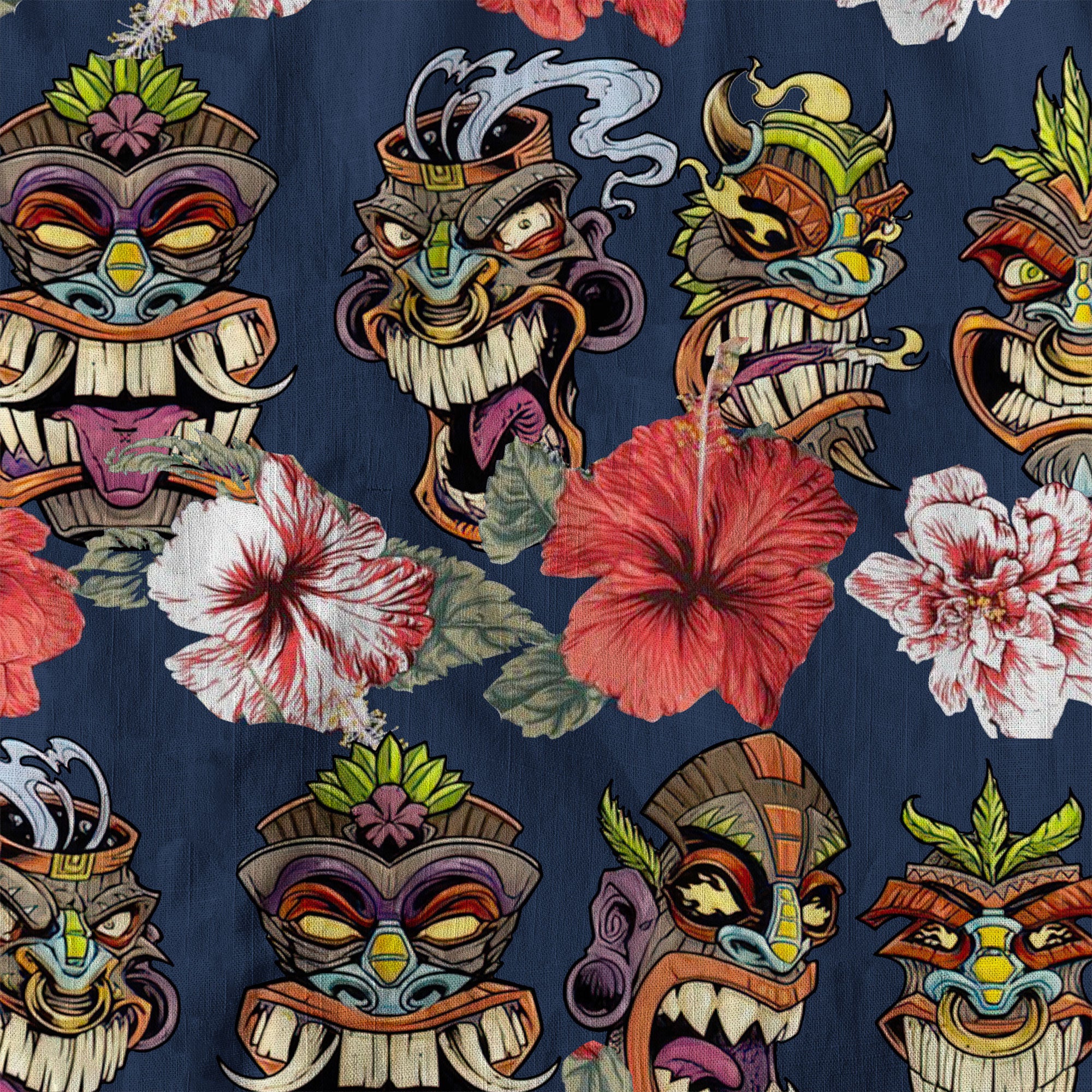 Hawaii Plumeria Lei Hawaiian Shirt, Tiki and Kakau Pattern